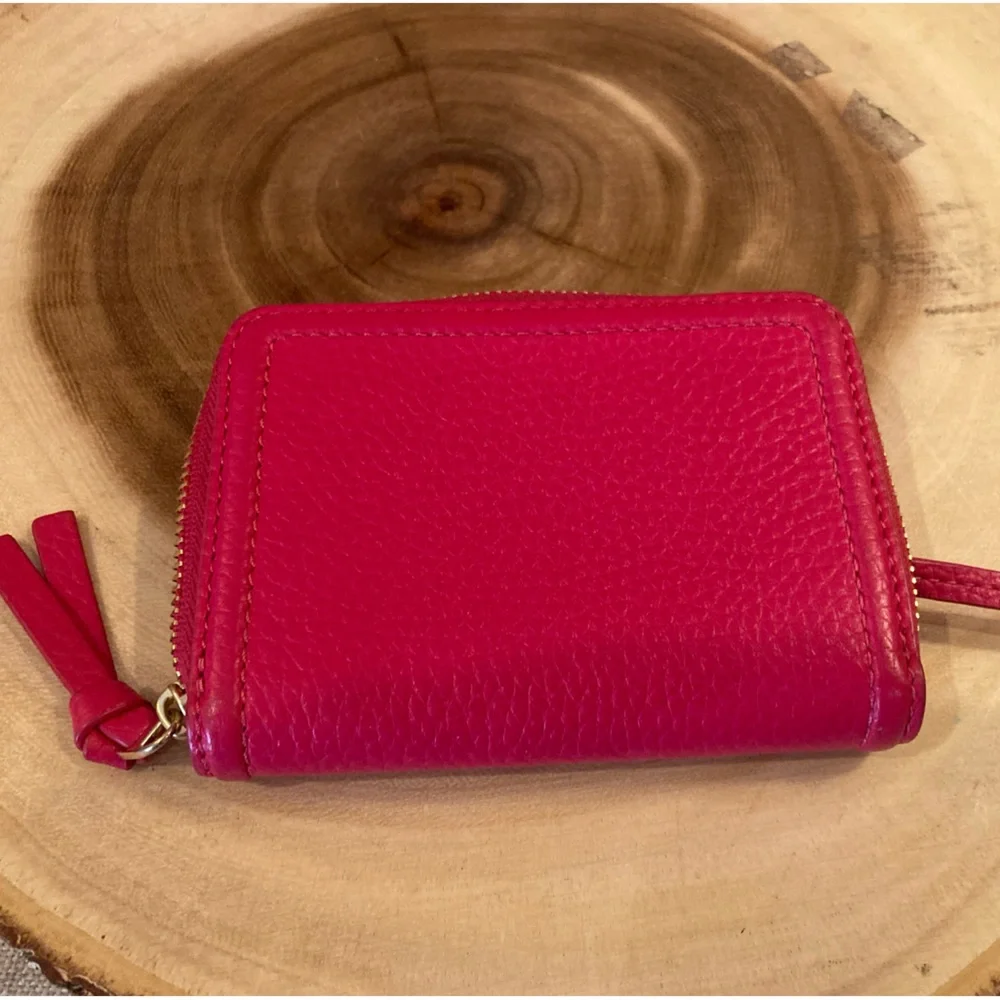 Tory Burch Thea Bifold Wallet Zip Around Wallet With Key fob Fushia Pink Rt-248$